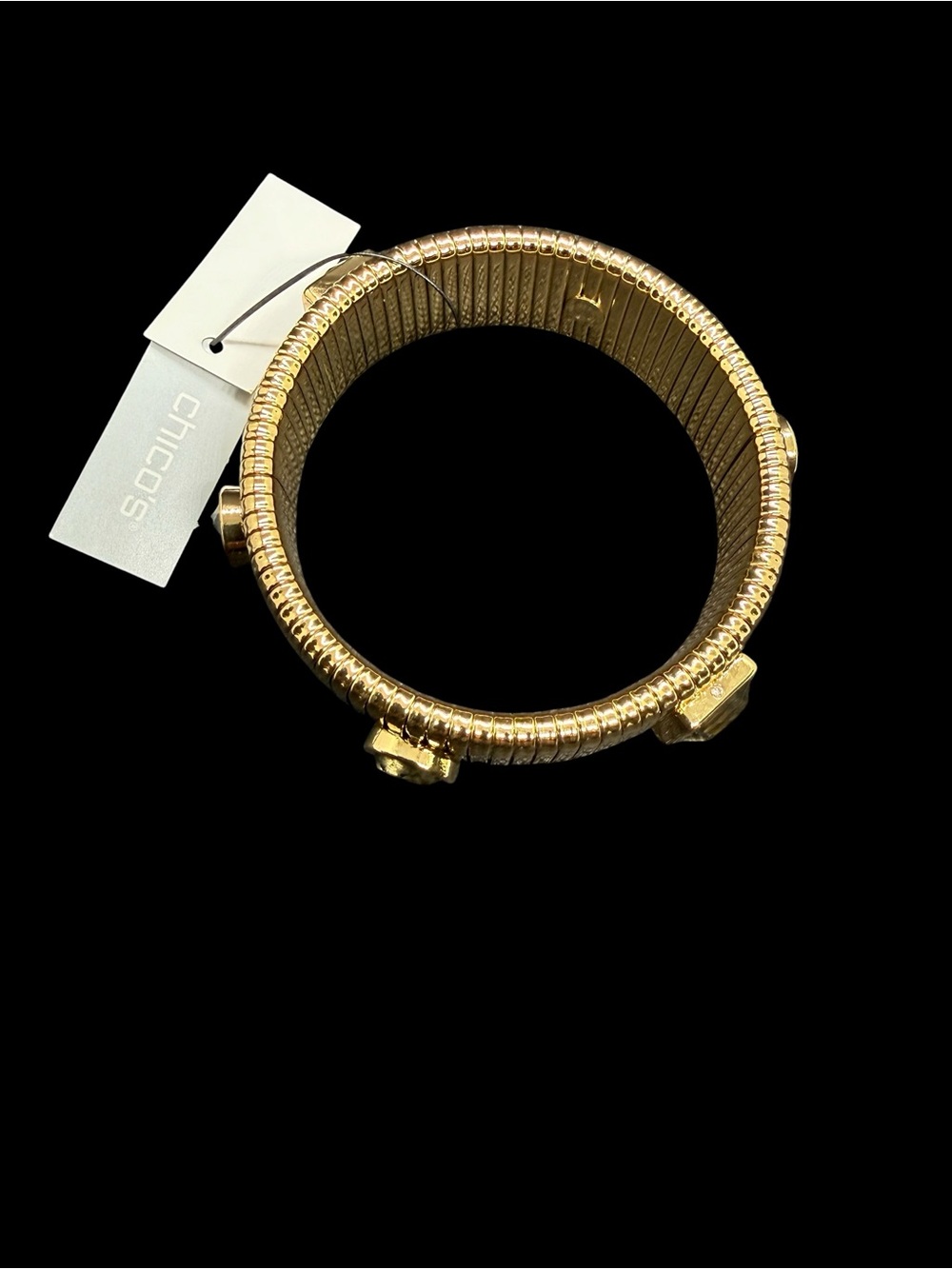 💛CHICO’S💛Gold-Tone Stretch Watchband Bracelet w/Smoky Quartz Faceted Accents/NWT - Picture 7 of 9
